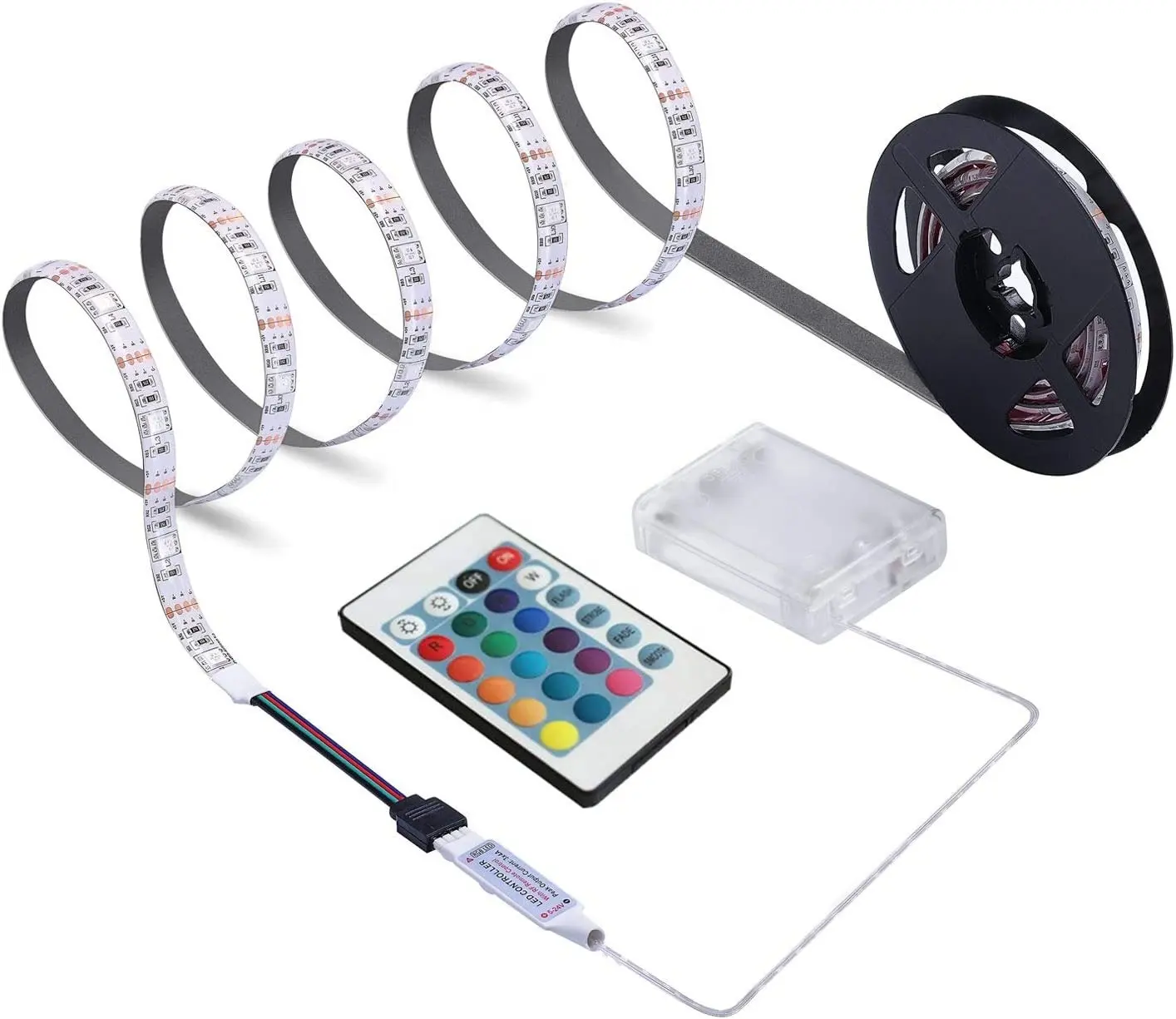 Battery Powered LED Strip Lights 24-Keys Remote Controlled for Indoor and Outdoor Decoration Waterproof