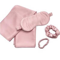 Masque de sommeil en soie de mûrier marque privée et ensemble de chouchous et taies d'oreiller