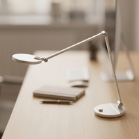 Lampe de bureau LED contemporaine à intensité variable continue, commande tactile, bras flexible réglable, protection oculaire, en ABS, pour salle de lecture