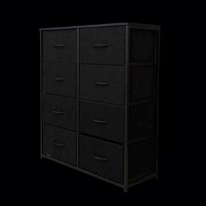 Commode moderne en tissu avec 8 tiroirs, en MDF et pin, poignées en acier inoxydable, armoire de chambre autoportante - Product Image 6