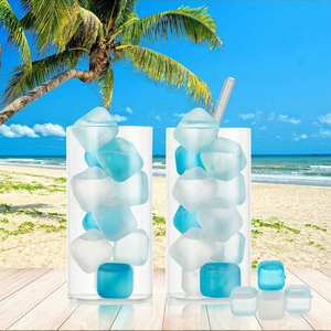 Set di cubetti di ghiaccio riutilizzabili senza BPA per uso alimentare blu quadrato Non diluibile da Bar whisky Vodka cocktail di caffè in plastica - Product Image 6