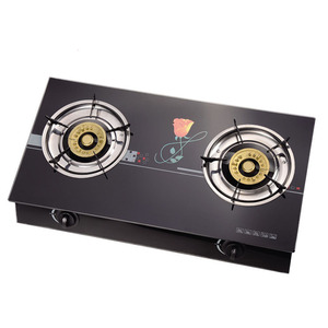 Cubierta de latón de vidrio templado para estufa, marco de esmalte para fuego, <span class=keywords><strong>Gas</strong></span>, <span class=keywords><strong>dos</strong></span> quemadores, gran oferta - Product Image 1