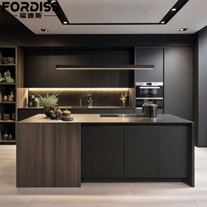 Ensemble de meubles de <span class=keywords><strong>cuisine</strong></span> sur mesure de style italien moderne en PVC, acrylique et bois massif avec armoire de rangement et évier pour usage culinaire - Product Image 1