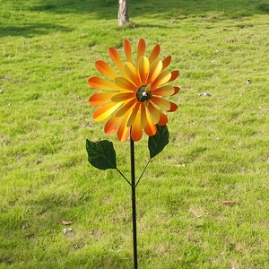 Cảnh quan tuyệt đẹp sắt hướng dương cối xay gió ong đôi lớp sân điêu khắc 360 ° xoay Vườn cỏ trang trí cho <span class=keywords><strong>Midsummer</strong></span> - Product Image 4