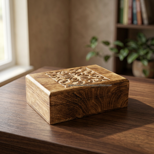 Traditional Hand Through-Carved Sheesham Wood Rectangular Jewellery Box Feng Shui Style <b>Wedding</b> Gift <b>Organiser</b> for Girls Women's - Product Image 3
