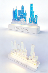 Lampe de nuit artistique en acrylique assemblée sur mesure, bâtiment urbain, support en acrylique, cadeau, présentoir de bureau, <span class=keywords><strong>puzzle</strong></span> urbain - Product Image 3