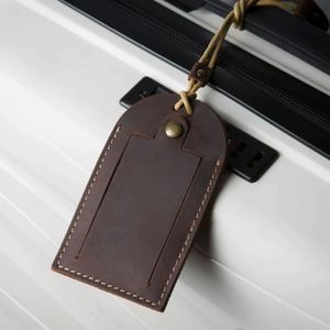 Wholesale Vintage PU Leather Luggage <b>Tag</b> Address <b>ID</b> Card Holder Fashion Suitcase <b>Tag</b> Waterproof Buggage <b>Tag</b> for Travel - Product Image 4
