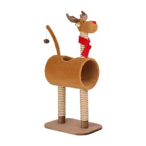 Relipet RLA068 Weihnachts hirschform Kaninchen Flanell Weicher Kratz baum Kunden spezifischer Sisal Cat Scratching Post