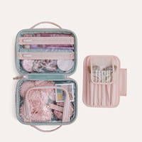 Tas Kosmetik Motif Bunga Cantik Warna Pink, Organizer Makeup, Tas Perlengkapan Mandi untuk Perjalanan dengan Pegangan, Kantong Kapasitas Besar untuk Wanita