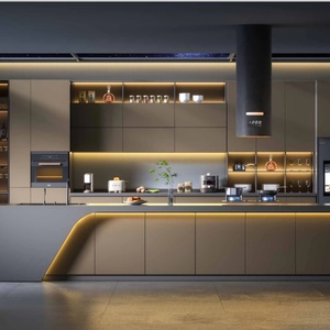 Meubles de cuisine modernes en MDF avec éclairage intégré et unité de rangement pour bar - Product Image 5