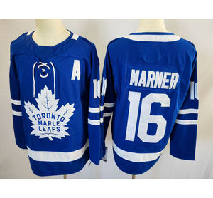 定制风格冰球球衣 100% 聚酯纤维 白蓝条纹 系带 V 领 男女通用 青少年 XL 码 - Product Image 4