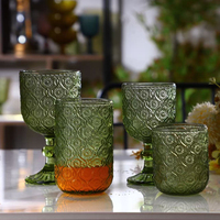 Verre à vin en sergé vert sauge vintage exquis, idéal pour les fêtes, les événements, la restauration et les mariages, 300 ml