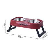 Gamelle double surélevée pliable pour animaux de compagnie, réglable sur trois niveaux de hauteur, protection du cou, antidérapante, en acier inoxydable, pour chiens et chats