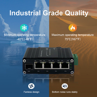 Sakelar PoE luar ruangan 4 Port 802,3at PoE ke 1 Port SFP Mini 5 Port sakelar Ethernet PoE industri untuk CCTV otomatisasi ELV balita