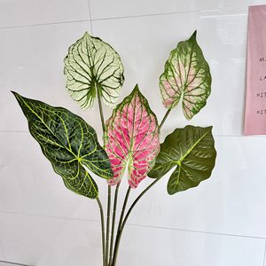 Hoja <span class=keywords><strong>de</strong></span> <span class=keywords><strong>Alocasia</strong></span> Artificial Verde Impresa en 3D, Tela <span class=keywords><strong>de</strong></span> Seda Plástica, Follaje Tropical, Hoja Perenne Moderna <span class=keywords><strong>de</strong></span> Lujo para Decoración del Hogar y Comedor - Product Image 2