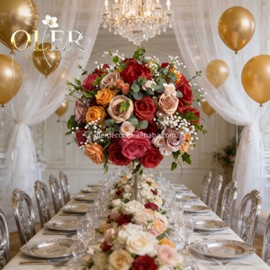 Boule de fleurs artificielles en soie pour mariage, centre de table, décoration de table, style européen, arrangement fait main pour la décoration de la table des amoureux lors de fêtes - Product Image 3