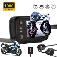 Caméra de tableau de bord pour moto, étanche, HD, double objectif, 2,0 pouces, contrôle par câble, enregistreur vidéo avant et arrière 1080P, DVR pour moto