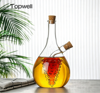 Botol Minyak & Cuka Kaca Buatan Tangan Berkualitas Tinggi Dengan Dua Cerat, Dispenser Kaca Borosilikat Tinggi Dengan Sumbat Gabus Untuk Bumbu Dapur Rumah