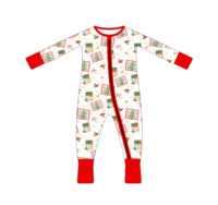 Caja de Regalo de Navidad con Estampado de Adornos de Árbol de Navidad, Pelele con Cierre para Bebé, Doble Cierre, Tela de Bambú Ecológica, Unisex, Manga Larga