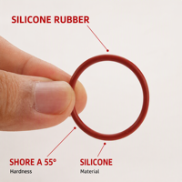 Joint torique en silicone rouge, section transversale de 1,2 mm, diamètre extérieur de 5 à 22 mm, dureté Shore 55, joint en caoutchouc pour composants pneumatiques, surface moulée lisse, marque AXIS