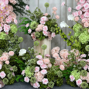 Light Pink Silk Floral <b>Arch</b> with Greenery Portable Wedding Reception Background <b>Decoration</b> - Product Image 2
