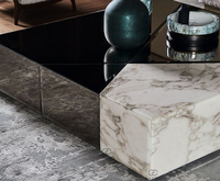 Table basse moderne en marbre blanc carré sur mesure OEM, décoration de luxe pour la maison, mobilier minimaliste pour le salon