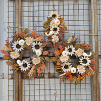 Guirlande en plastique à feuilles d'érable et cônes de pin pour l'automne, la Pâques, Noël et Thanksgiving, décoration de fenêtre et de porte