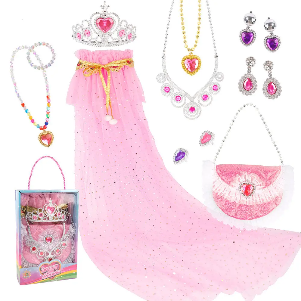 Ropa de vestir de princesa para niñas pequeñas Conjunto de capa de princesa Vestidos de princesa Accesorios de disfraces de vacaciones