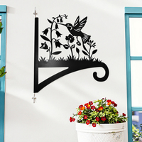 Panier à fleurs suspendu en métal moderne en forme d'oiseau et crochet mural pour la décoration extérieure de jardin et de maison