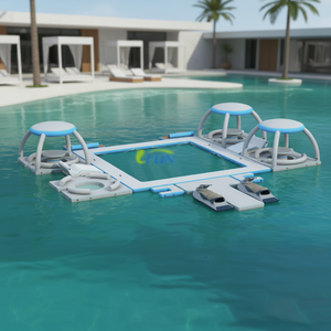 Plateforme flottante gonflable sur mesure en vinyle/PVC pour ponton, île, quai, ou bar de divertissement - Product Image 1