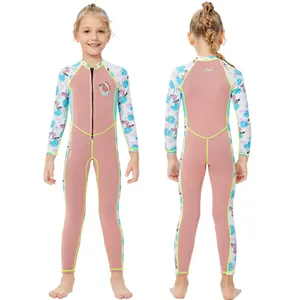 Kids Spring 2mm Full Diving Suit Neoprene Keep Warm One-piece Front Zipper UV Protection Swimwear Wetsuit