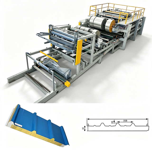 Polyurethane Sandwich Panel Production Line Lowest Price Roll Forming Machine Producing Roof Panel for Building Houses/factories