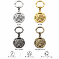 Porte-clés rotatif en métal personnalisé avec logo gravé pour anniversaire d'entreprise, cadeau promotionnel, cadeau à offrir