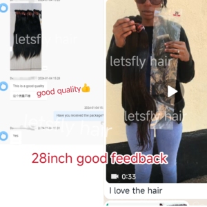 Letsfly - Paquetes de Cabello Humano Liso de 28 Pulgadas, Grado 9A, 100% Cabello Humano, 260 Gramos/Paquete, en Existencia, Extensiones de Cabello Humano Brasileño - Product Image 3