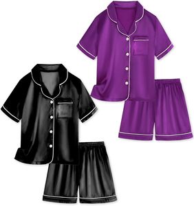 Pijamas <span class=keywords><strong>de</strong></span> satén para niñas Recién llegado Pijamas <span class=keywords><strong>de</strong></span> alta calidad Ropa <span class=keywords><strong>de</strong></span> verano para niños Manga corta y pantalones cortos Conjunto <span class=keywords><strong>de</strong></span> ropa <span class=keywords><strong>de</strong></span> casa para niños y niñas - Product Image 3