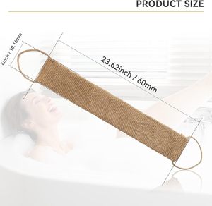 Custom Logo Double-Sided Jute Exfoliating Gloves Body Scrub Towel Shower Gloves with Handles <b>for</b> Skin Care <b>Back</b> <b>Scrubber</b> - Product Image 2