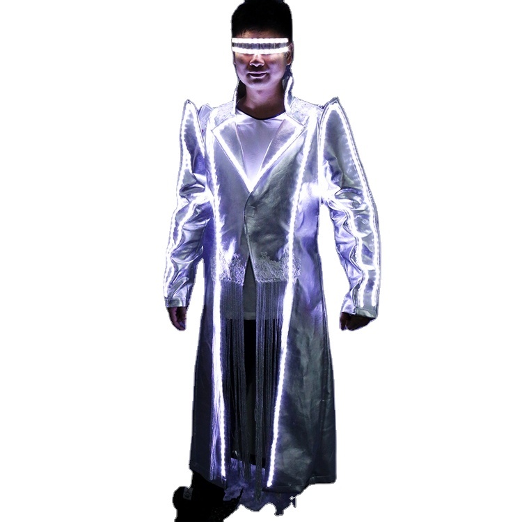 Hot Sales Party Nightclub Men Luminous Costume Stage Dance Costumes Show Led Light Up Clothes Suit