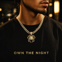 Collier pendentif araignée en alliage de zinc et strass ChuYao avec chaîne à maillons pour femme, bijoux hip-hop, fournisseur en gros personnalisé pour anniversaire