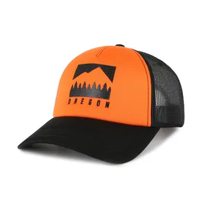 Gorra de camionero de espuma de 5 paneles con logotipo personalizado, logotipo de impresión de alta densidad