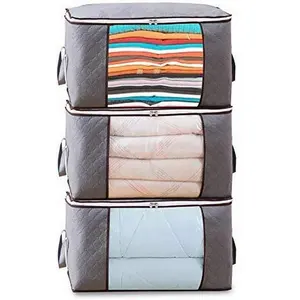 Foldable Storage Bag Organizers, Waterproof Anti-Mold Moisture Proof Clothes Storage Container Zipper Bag with Clear Window