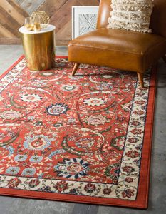 Espahan Collection Cape Cod 9x12 <span class=keywords><strong>Tapis</strong></span> rectangulaire en terre cuite noir avec motif fruits de mer riz poulet - Product Image 1