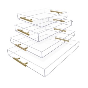 <strong>Custom</strong> Size Clear Acrylic <strong>Serving</strong> <strong>Tray</strong> With Gold Handle - Product Image 1
