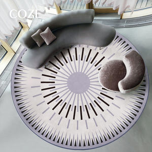 <span class=keywords><strong>Tappeto</strong></span> Moderno <span class=keywords><strong>Rotondo</strong></span> in Misto Lana Lavabile Stampato in 3D per Soggiorno Camera da Letto Ufficio Nero e Beige - Product Image 2