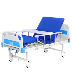 Lit médicalisé certifié CE ISO avec roulettes et table repas pour hôpital, clinique et soins à domicile – Lit d'hôpital manuel à 2 manivelles - Product Image 5