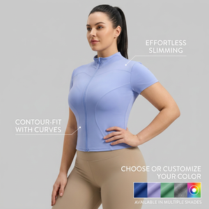 Camiseta Deportiva de Manga Corta para Mujer, con Cuello y Cremallera, Estampada, de Alta Elasticidad, Ligera, Transpirable y de Secado Rápido, para Competencia de Equitación - Product Image 1
