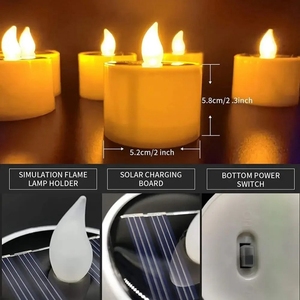 Juego de 6 Velas <span class=keywords><strong>Solares</strong></span> LED, Ahorro de Energía, Impermeables, con Llama parpadeante sin Fuego, <span class=keywords><strong>para</strong></span> Decoración de Jardín Exterior - Product Image 3