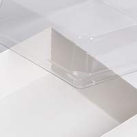 Boîte à lunch rectangulaire personnalisée en papier kraft blanc, jetable, biodégradable, à couvercle surélevé, avec couvercle transparent en PET