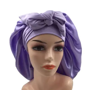 Bonnet de soie bouclé avec Large bande élastique en Satin, couvre-chef de nuit, couleur unie, lot de nouveauté, vente en gros, FF62