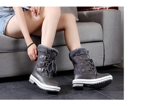 Stivali da neve invernali impermeabili 2023 da donna in pizzo antiscivolo molto caldo e resistente al freddo suola antiscivolo - Product Image 5