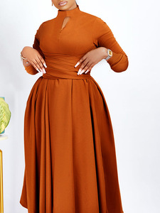 Wholesale <b>Plus</b> <b>Size</b> African Big Swing Dress Women Long Sleeve Pleated Dresses - Product Image 5